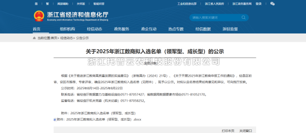 喜讯！草莓视频在线免费入选2025年“领军型”浙江数商名单